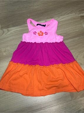 George Pink Magenta Orange Tiered Tank Dress
